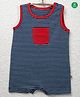 Nino Bambino 100% Cotton Sleeveless Railroad Striped Romper - Blue & Red
