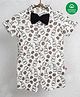Nino Bambino 100% Cotton Half Sleeves Bow Applique Cookies & Milk Bottle Printed Romper - White