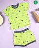Nino Bambino 100% Cotton Half Sleeves All Over Raccoon Printed Tee With Coordinating Shorts - Green