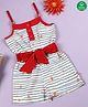 Nino Bambino 100% Cotton Sleeveless Striped Watermelon Printed Jumpsuit - Red