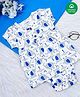 Nino Bambino 100% Cotton Short Sleeves Elephant Printed Dress Style Onesie - White & Blue