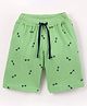 Fido Single Jersey Above Knee Length Shorts with Dumble Print - Green