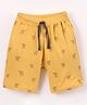 Fido Single Jersey Above Knee Length Shorts with Archery Print - Yellow