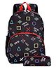 The Clownfish Cosmic Critters Series Printed Polyester 15 Litres School Bag with Free Pencil Staionery Pouch Charcoal Black Geometric - Height 15.3 Inch