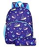 The Clownfish Cosmic Critters Series Printed Polyester 15 Litres School Bag with Free Pencil Staionery Pouch Navy Blue Snail Print - Height 15.3 Inch