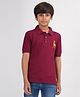 Zion Half Sleeves  Deer Placement Embroidered Polo Tee - Maroon