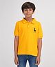 Zion Half Sleeves  Deer Placement Embroidered Polo Tee - Yellow