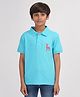 Zion Half Sleeves Deer Embroidered Polo Tee - Light Blue