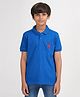 Zion Half Sleeves Deer Embroidered Polo Tee - Royal Blue