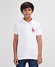 Zion Half Sleeves Pique Polo With Deer Embroidery Tee - White