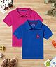 Zion Pack Of 2 Half Sleeves Deer Embroidered Polo Tee - Royal Blue & Dark Pink