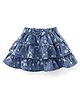 Babyhug Cotton Denim Mid Thigh Length Frill Skirt  Floral Print - Blue