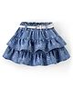 Babyhug Cotton Denim Mid Thigh Length Frill Skirt Floral Print - Blue