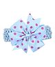 Bhoomi Collection Polka Dots Printed Ribbon Bow Headband - Sky Blue