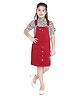 Peppermint Sleeveless Solid Dungaree With Puffed Sleeves Polka Dots Printed Tee - Maroon