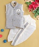 Jeet Ethnics Sleeveless Floral Block Motif Foil Printed Kurta With Dhoti - Grey