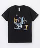Earth Conscious Half Sleeves Abstract Alphabet Printed Tee - Black