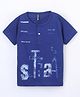 Earth Conscious Half Sleeves Faded Text Printed Tee - Royal Blue