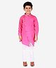 P-MARK Full Sleeves Solid Cross Cut Kurta Pajama - Pink