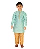 P-MARK Full Sleeves Embroidered Kurta Pajama - Light Green