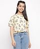 Lil Tomatoes Half Sleeves Butterflies Printed Top - Lemon Yellow