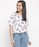 Lil Tomatoes Half Sleeves Butterflies Printed Top - White