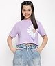 Lil Tomatoes Half Sleeves Daisy Printed Top - Purple