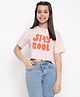 Lil Tomatoes Half Sleeves Stay Cool Text Printed Top - Pink