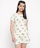Lil Tomatoes Half Sleeves Avocados Printed Night Suit - Cream