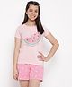 Lil Tomatoes Half Sleeves Watermelon Printed Night Suit - Pink