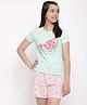 Lil Tomatoes Half Sleeves Watermelon Printed Night Suit - Green