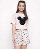 Lil Tomatoes Half Sleeves Disney Mickey Mouse Printed Night Suit - Light Pink