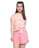Lil Tomatoes Half Sleeves Disney Minnie You Go Girl Printed Front Tie Up Night Suit - Pink