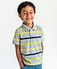 Campana 100% Cotton Half Sleeves Rugby Striped Polo Tee - Grey
