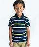 Campana 100% Cotton Half Sleeves Rugby Striped Polo Tee - Navy Blue