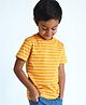 Campana 100% Cotton Half Sleeves Rugby Striped Ringer Tee - Yellow