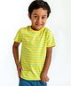 Campana 100% Cotton Half Sleeves Rugby Striped Ringer Tee - Yellow & Turquoise