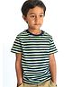 Campana 100% Cotton Half Sleeves Rugby Striped Ringer Tee - Navy Blue & Grey