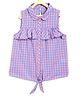 Campana 100% Cotton Sleeveless Frill Detailed Gingham Checked Front Tie Up Shirt Style Top - Blue & Pink
