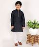 P-MARK Full Sleeves Faded Lines Striped Design Detailed Kurta With Pyjama - Dark Blue