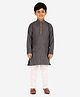 P-MARK Full Sleeves Faded Lines Striped Design Detailed Kurta With Pyjama - Grey