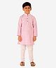 P-MARK Full Sleeves Candy Striped Cotton Kurta Pajama Set - Pink