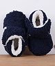 Chiu Solid Woollen Fur Booties - Navy Blue