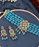 Silvermerc Designs Blue Monalisa Kundan Jewellery Set - 138 g