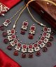 Silvermerc Designs Gold Plated Red & Kundan Beaded Studded Jewelry Set - 145 g