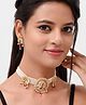 Silvermerc Designs Gold Plated Kundan Studded Peacock Brooch Jewelry Set - 29.5 g
