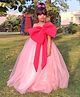 Foreverkidz Tulle & Net Bow Love Evening Gown for Girls - PINK