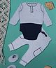 Baby Moo Organic Cotton Full Sleeves Solid Stretchable Jogger With Full Sleeve Onesie & Booties Gift Set - Grey