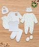Baby Moo Organic Cotton Pack Of 8  Full Sleeves Bear Printed Romper Gift Set - White