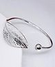 Yellow Chimes Open Leaf Shape Plated Adjustable Wrist Band Cuff Bracelet - Silver
